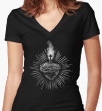 Sacred Heart Fitted V-Neck T-Shirt