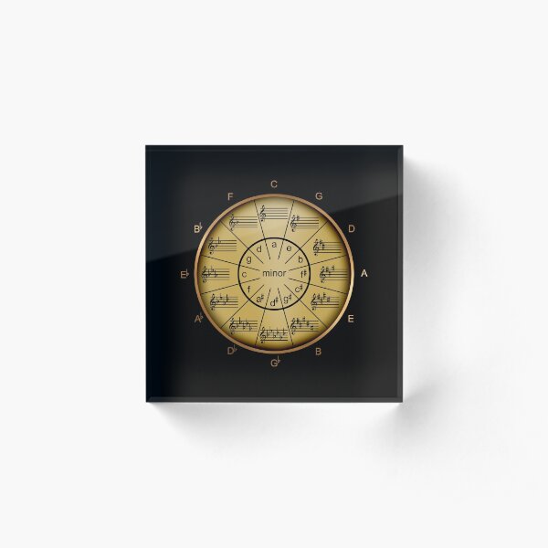 Circle of Fifths with Look of Brass Acrylic Block