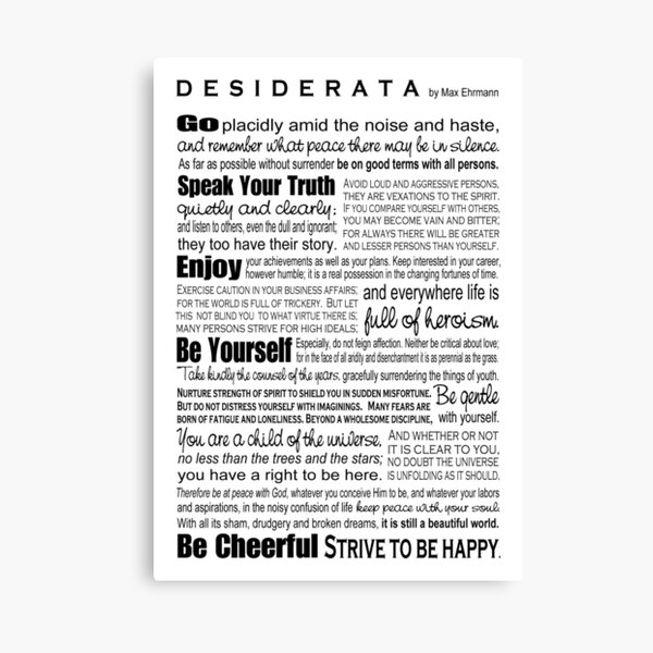 Desiderata - Black and White Canvas Print