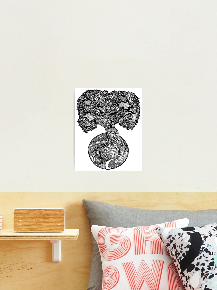 Thumbnail 1 of 3, Photographic Print, Tree of Eden – Ink Tree of Life Illustration designed and sold by djsmith70.
