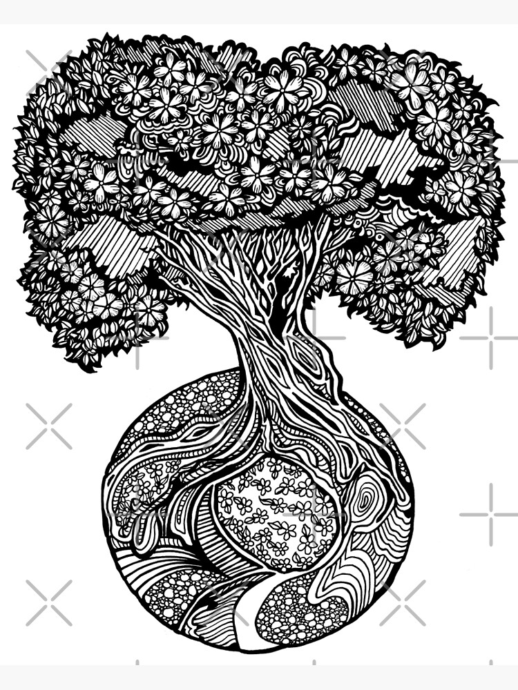 Thumbnail 3 of 3, Photographic Print, Tree of Eden – Ink Tree of Life Illustration designed and sold by djsmith70.