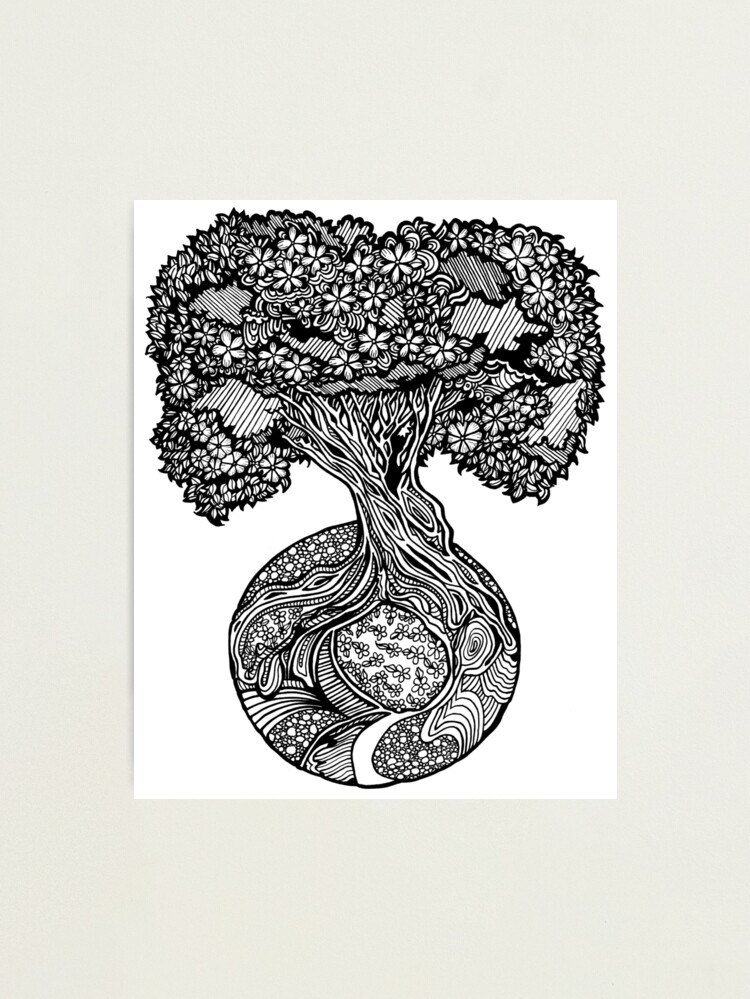 Thumbnail 2 of 3, Photographic Print, Tree of Eden – Ink Tree of Life Illustration designed and sold by djsmith70.