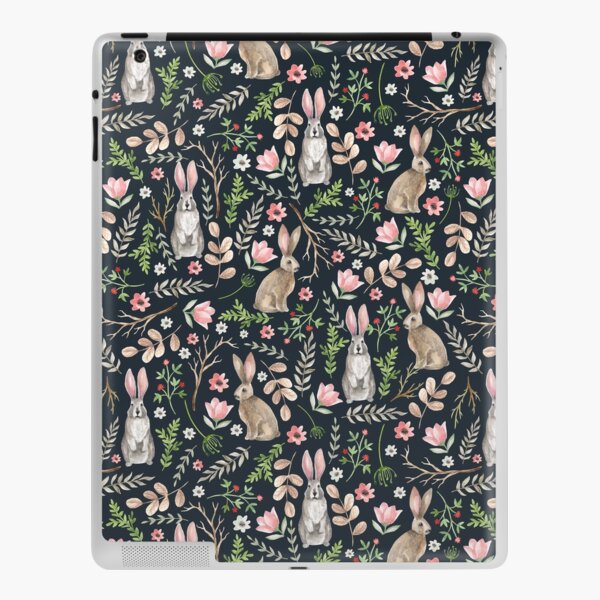 Cute rabbits (dark blue) iPad Skin
