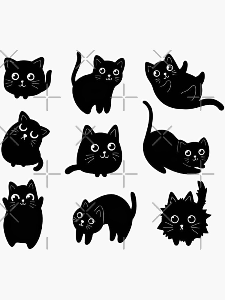 Set Of Black Cats Stock Illustration Pack Sticker For Sale By Lindauk Redbubble 3687