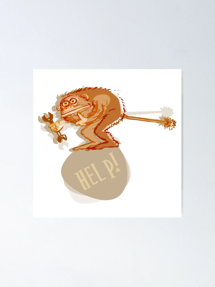 Thumbnail 1 of 3, Poster, Help monkey designed and sold by Rif Khasanov.