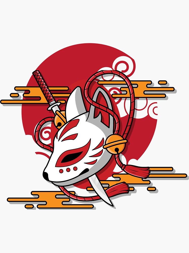 Kitsune Mask With Sword Sticker For Sale By Yuag Redbubble 5886