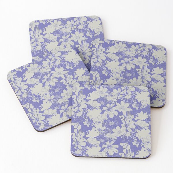 Item preview, Light Cosmos flowers on Very Peri designed and sold by artbyruthandco.