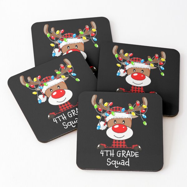 Item preview, 4nd Grade Squad Plaid Reindeer Santa Hat Teacher Christmas designed and sold by SamArtistbyAUS.