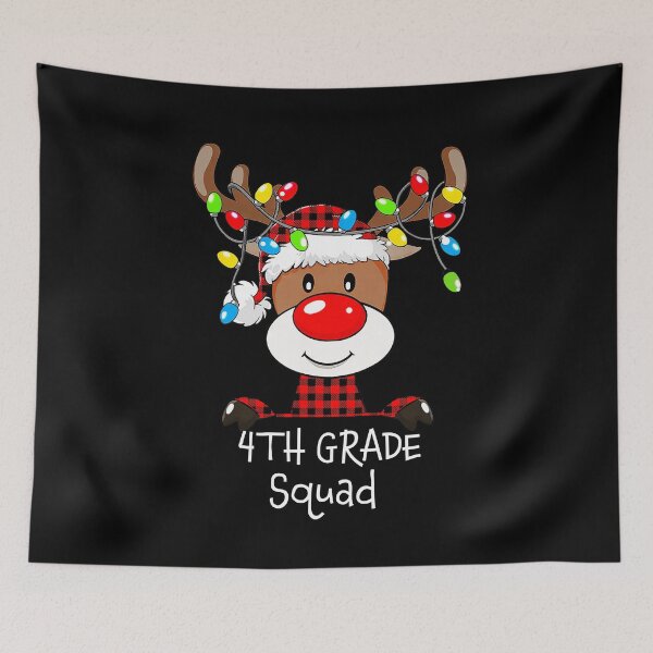 Item preview, 4nd Grade Squad Plaid Reindeer Santa Hat Teacher Christmas designed and sold by SamArtistbyAUS.