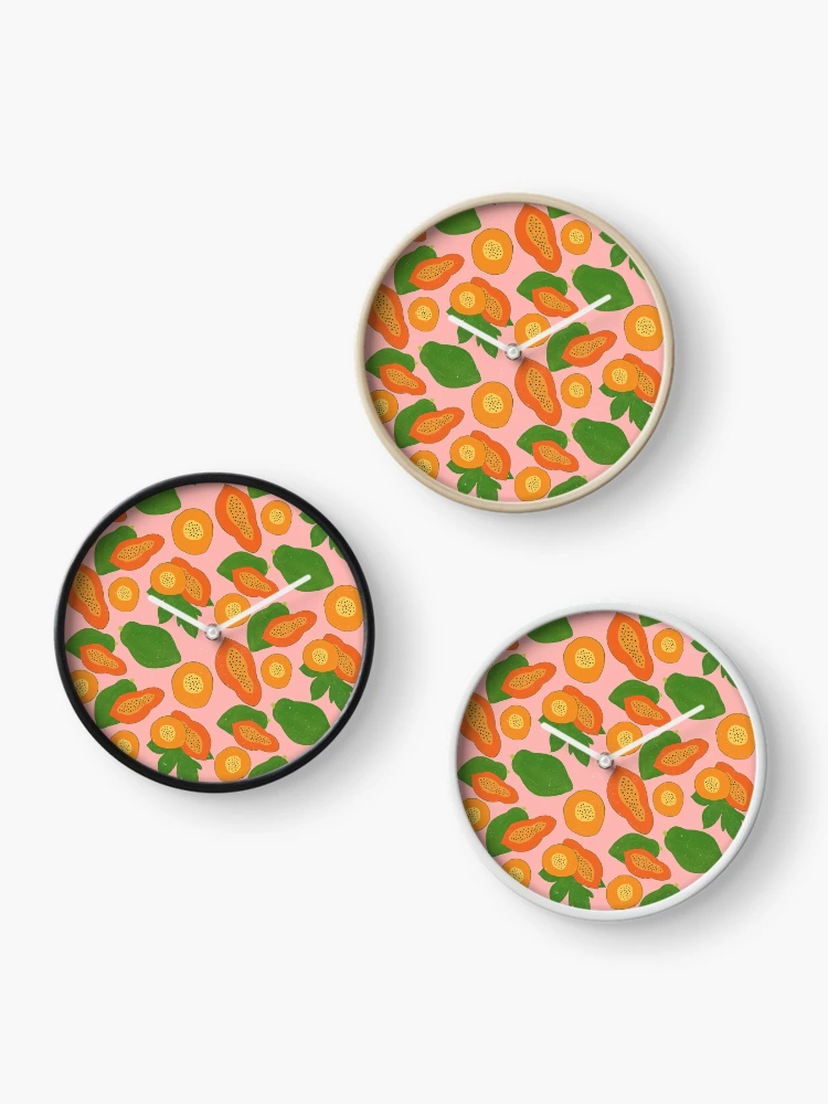 Thumbnail 3 of 4, Clock, Papaya pattern designed and sold by PrettywithColor.