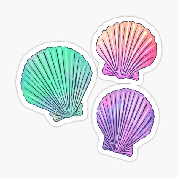 Holografisches Meerjungfrau-Muschel-Aufkleber-Set Sticker