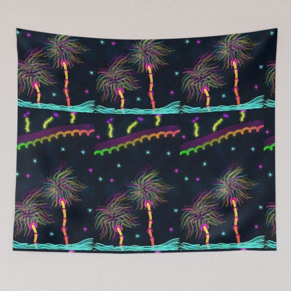 Item preview, starry tropical night - happy alien bug disco party designed and sold by neonmoonwaves.