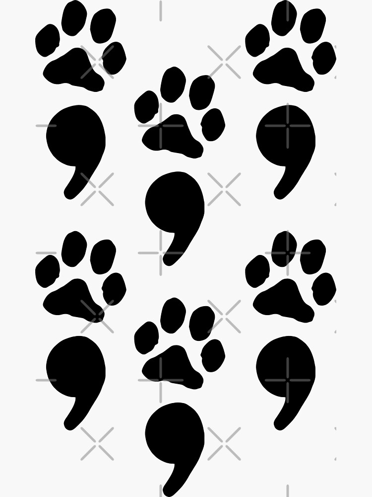 Thumbnail 3 of 3, Sticker, semicolon paw print (x6 multi-pack) designed and sold by mystudiocreate.