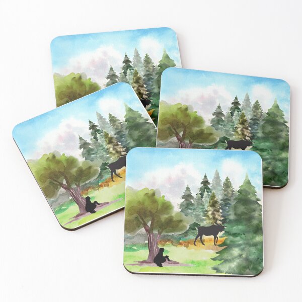 Item preview, Watercolor Landscape of Photographer Watching a Moose designed and sold by It's On Backwards.