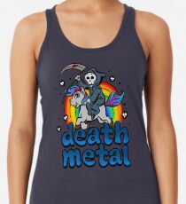 Death Metal Music Unicorn Pony Rainbow Pink Fan Women's Tank Top