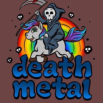 Artwork thumbnail, Death Metal Music Unicorn Pony Rainbow Pink Fan by NoriTEEs