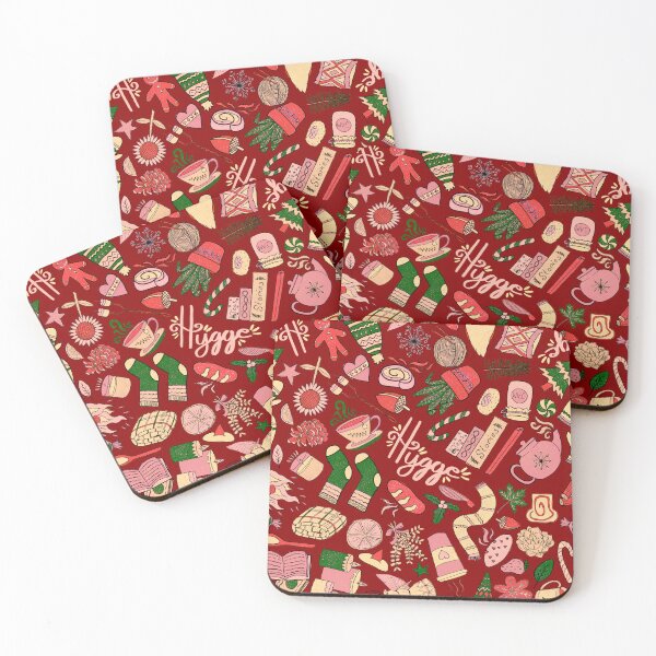 Item preview, Hygge Doodles Pattern - Christmas Doodles Pattern - Cozy Doodles - Christmas Palette & Dark Red designed and sold by EcoElsa.