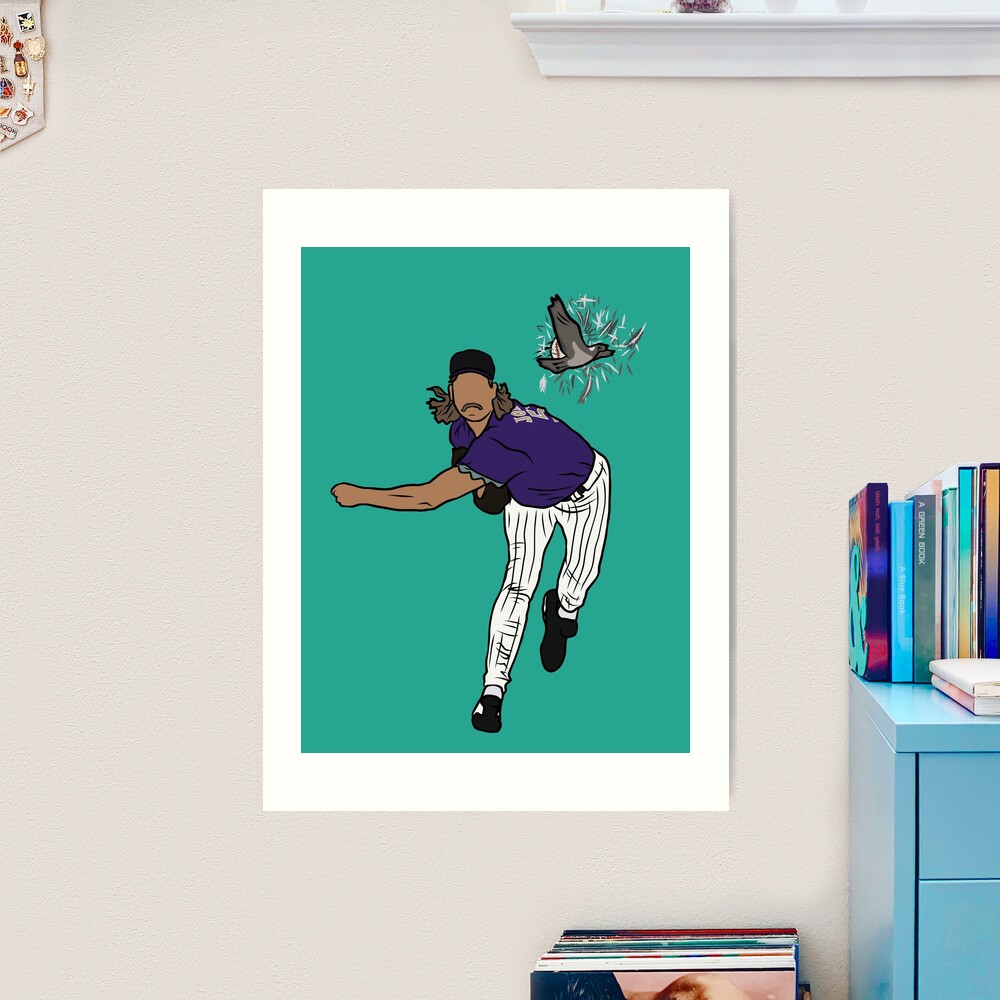 Randy Johnson Hits The Bird - Mlb - Posters and Art Prints