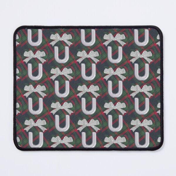 Item preview, Glorious Red and Green Plaid with Glittering Bow and Puff Initial-U(2) designed and sold by SunMoonBeyond.