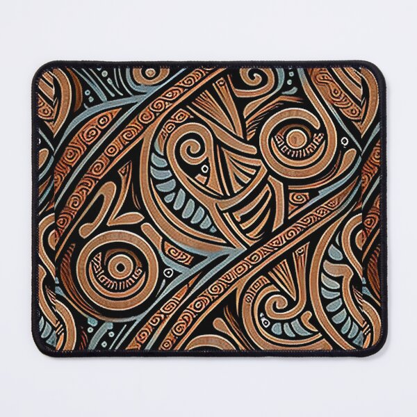 Item preview, Maori pattern in black, brown and blue designed and sold by kansaikate.