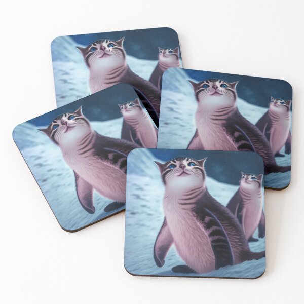 Item preview, Fluffy penguin cat in the snow designed and sold by ehartstudio.