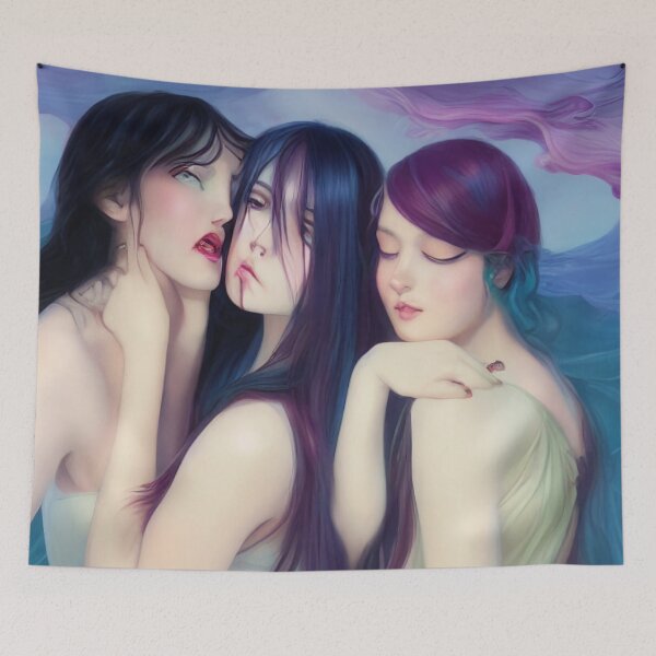 Item preview, Trio - Tres hermosas mujeres con cabello largo y oscuro juntas designed and sold by UncleLanny.