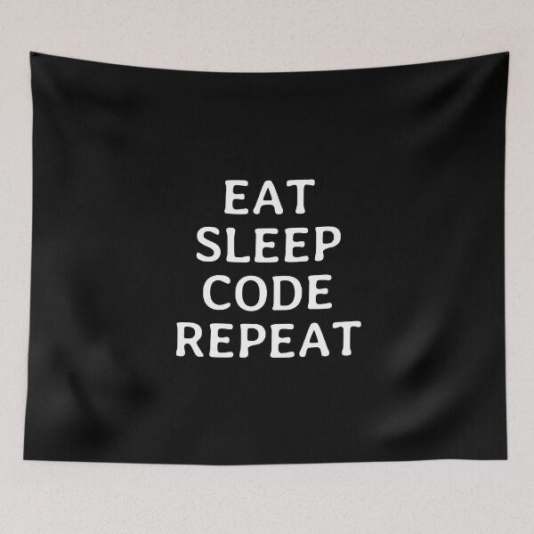 Aperçu de l'œuvre Eat Sleep Code Repeat - Dire minimaliste drôle créée et vendue par FunnyHomeQuotes.