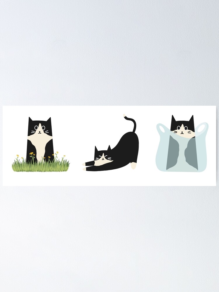 "Black and White Cat Doodle Pack " Poster for Sale by BluebellPainter ...