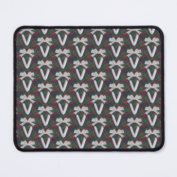 Item preview, Glorious Red and Green Plaid with Glittering Bow and Puff Initial-V(2) designed and sold by SunMoonBeyond.