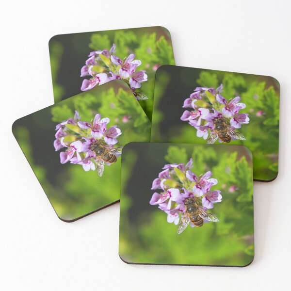Item preview, Honeybee On Geranium Flowers designed and sold by Joy Watson - Natural Light Photography .