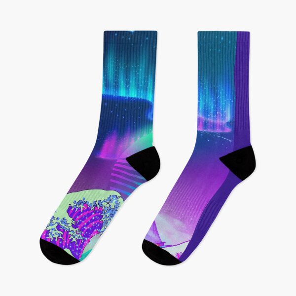 Item preview, Great Wave off Kanagawa Synthwave AURORA Sky and mountain Fuji Pop Color designed and sold by Ilhamqrov.