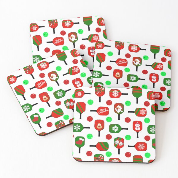 Item preview, Christmas Pickleball Red Green Paddles Pickleballs Santa Claus Reindeer Snowflakes Merry Christmas designed and sold by GreenCarbon2112.