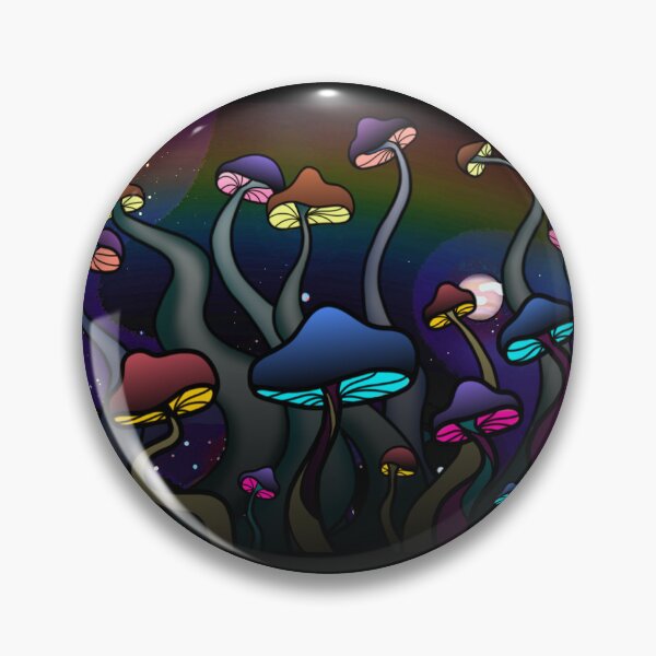 Item preview, Colorful Dark Glowy Mushrooms - Version with Rainbow Stars - Trippy Art designed and sold by Lucidesigns.