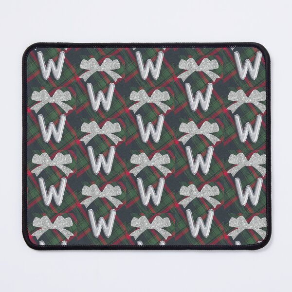 Item preview, Glorious Red and Green Plaid with Glittering Bow and Puff Initial-W(2) designed and sold by SunMoonBeyond.