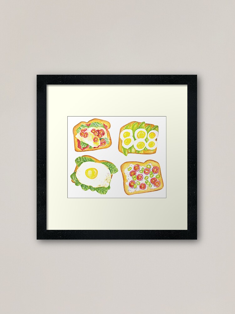 Alternate view of Watercolor Healthy Toast Toppings Framed Art Print