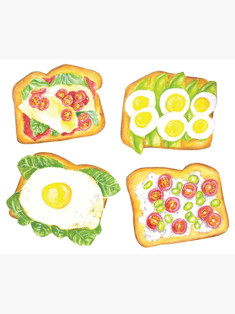 Watercolor Healthy Toast Toppings by erika-lancaster