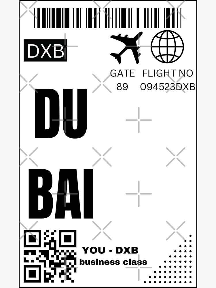 "dubai flight ticket" Sticker for Sale by nikolaiart Redbubble