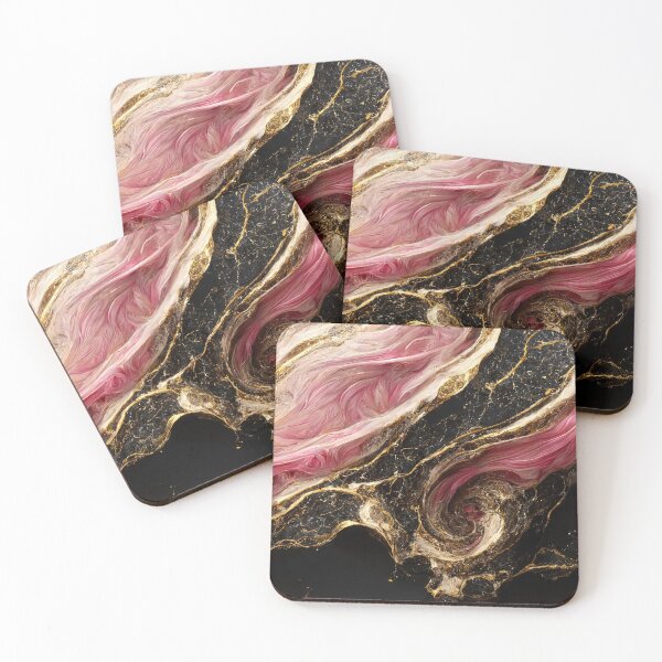 Item preview, Rose gold swirl black universe marble pattern designed and sold by ReneMagritteArt.
