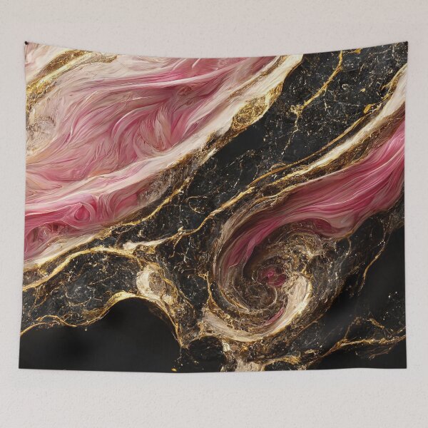 Item preview, Rose gold swirl black universe marble pattern designed and sold by ReneMagritteArt.
