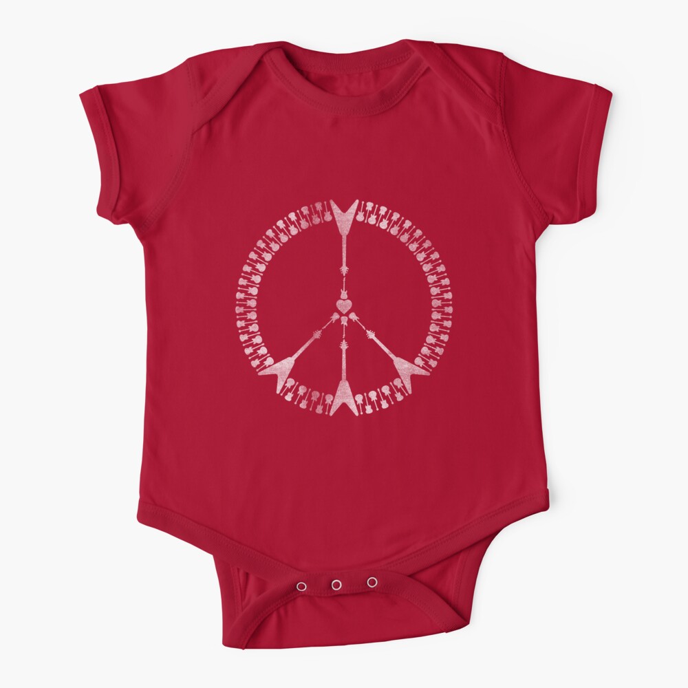 Peace Love Rock N Roll White Ink Edition Baby One Piece By Sjem Redbubble