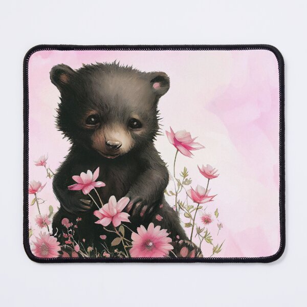 Item preview, Baby Bear with light Pink Flowers designed and sold by ZoeticArt.