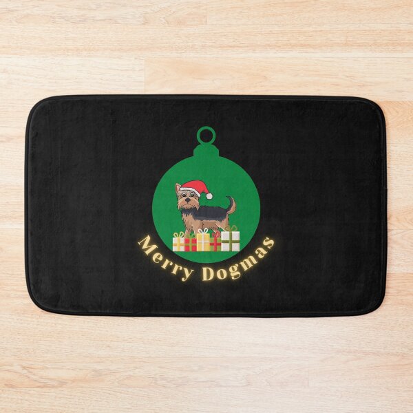 Item preview, Merry Dogmas with Yorkshire Terrier (Santa Yorkie) in Green Christmas Bauble with Gifts designed and sold by SeasonalDogs.