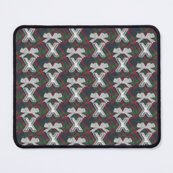 Item preview, Glorious Red and Green Plaid with Glittering Bow and Puff Initial-X(2) designed and sold by SunMoonBeyond.