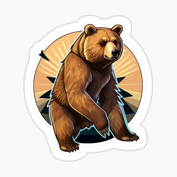Grizzly Bear Vector Art 2 Sticker