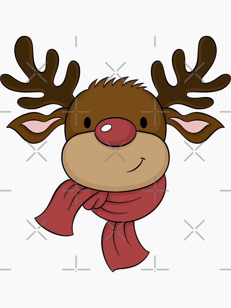 Sticker for Sale mit Niedlicher Rudolph das Rentier mit der roten