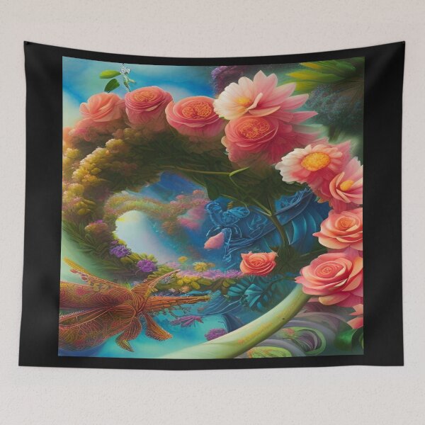 Item preview, Abstraction illustrative rosery Colorful hippie style Splash Flowers Imagination of dream  桜 world art bloomcore designed and sold by ValleyDream.