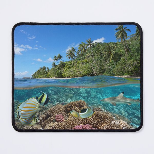 Item preview, French Polynesia coral reef with tropical coast designed and sold by Seaphotoart.