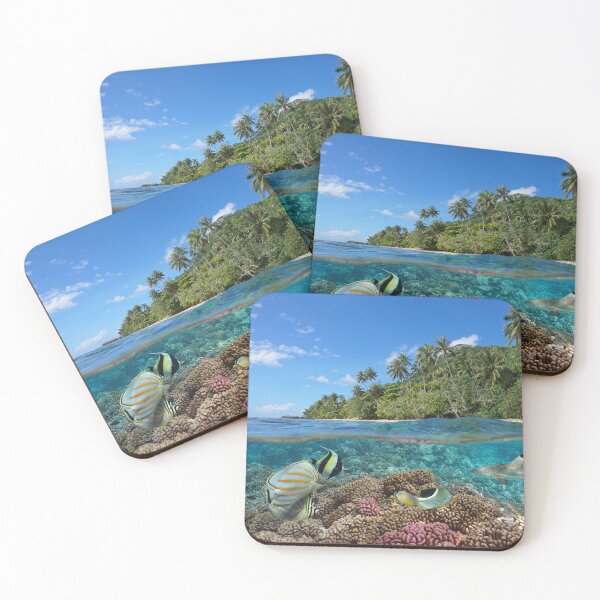 Item preview, French Polynesia coral reef with tropical coast designed and sold by Seaphotoart.