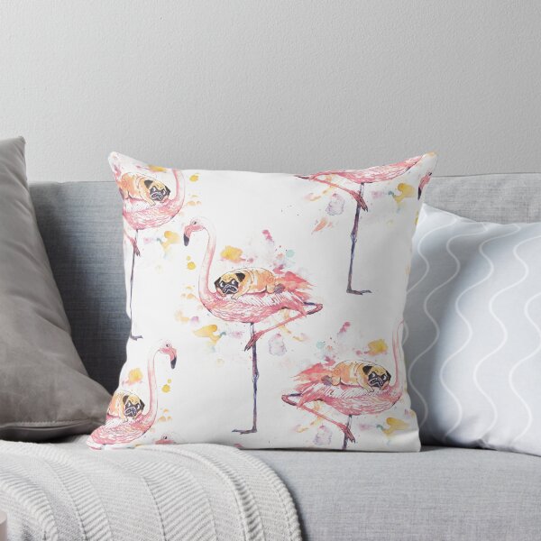 Item preview, Flamingo and Pug Watercolor designed and sold by Huebucket.