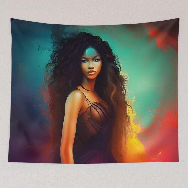 Item preview, Beautiful ebony woman in colorful smoke abstract designed and sold by Stratomi.